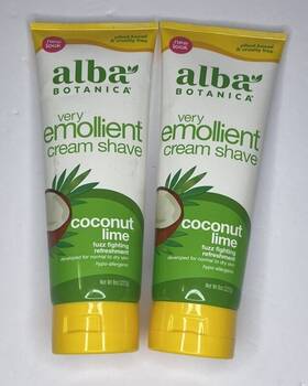 Alba Botanica 724742003388 Set Of 2 Very Emollient Cream Shave Coconut Lime 8 Oz Free Ship