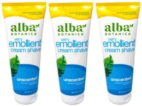 Lb0216 Alba Botanica Very Emollient Natural Moisturizing Cream Shave Unscented 3 Pack
