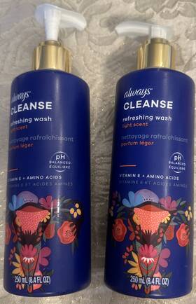 Always 030772032633 2 New Cleanse Refreshing Wash Light Scent 8.4 Oz Vitamin E Free Shipping