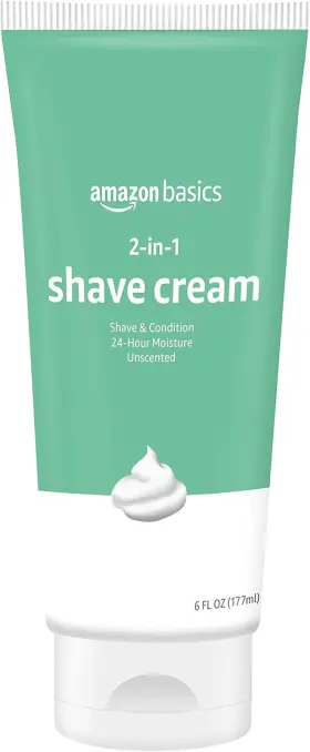 Amazon Basics 726084268210 2-in-1 Shave Cream Fragrance Free 6 Fl. Oz. 2 Pack Previously