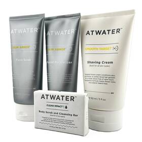 Atwater 860009349513 Men S 4-piece Skin And Shave Set - Moisturizer Scrub Cream Bar
