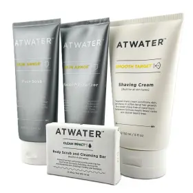 Atwater 860009349513 Men S 4-piece Skin And Shave Set - Moisturizer Scrub Cream Bar