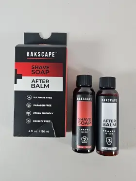 Bakscape 628634798652 Shave Soap And After Balmfor Smoother Shaves 2 Bottles 2floz Open Box