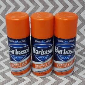 Barbasol 051009007613 Shave Cream Shaving Sensitive Skin Lot Of 3 Rust Proof Bottom 7oz