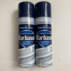 Barbasol 051009010002 2 Pack - Fragrance Free Thick And Rich Shaving Cream Large 10.5 Oz Ea