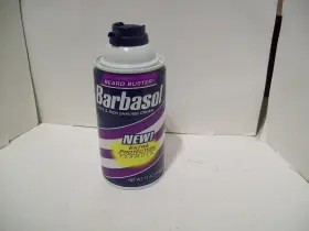Barbasol 074300002248 Vintage New Full Shaving Cream Can Beard Buster 11 Oz Purple Stripe