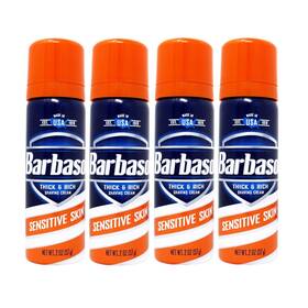 Barbasol 191565181034 Sensitive Skin Thick And Rich Shaving Cream For Men Travel 2oz 4 Pack
