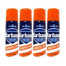 Barbasol 191565181034 Sensitive Skin Thick And Rich Shaving Cream For Men Travel 2oz 4 Pack