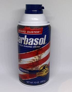 Barbasol 1993a Jurassic Word Beard Buster 10oz Can Rust Variant Park Shave Cr