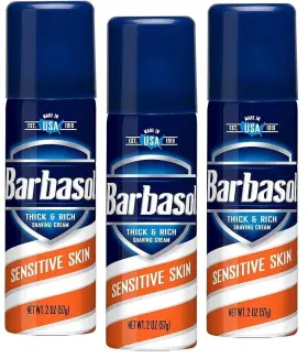Barbasol 649684758137 Sensitive Skin Thick And Rich Shaving Cream For Men Travel 2oz 3 Pack