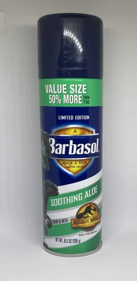 Jp93 Barbasol Jurassic Word Aloe Blue And Beta Can 10.5oz Park Shaving Cream