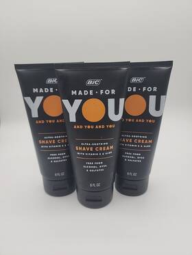 Bic 070330744530 Lot Of 3 Made For You Ultra-soothing Shave Cream. 6 Oz Each. Nwob