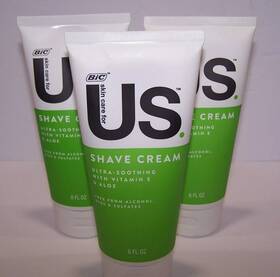 Bic 070330744998 Lot Of 3 - Us Unisex Shave Cream For Men Women 6 Oz