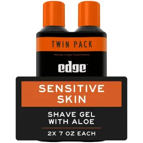 Branded 705353337048 Edge Sensitive Skin Shave Gel For Men With Aloe Twin Pack 14 Oz