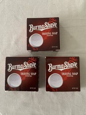 Burma-shave 50-48-4 Burma-shave Shaving Soap 1.5 Oz Lot Of 3 Mens Scented Bar Face Usa Wet