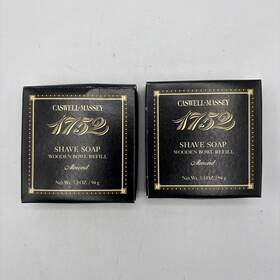 Caswell Massey 008292224814 2 New In The Box 3.3 Oz. 1752 Almond Shaving Soap Wood Bowl