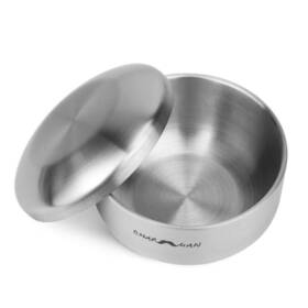 Charmman 729375021617 Stainless Steel Shaving Soap And Cream Bowl With Lid Three-walls Hea