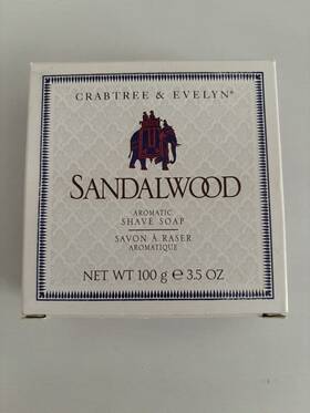 Crabtree & Evelyn 044936048019 Vtg And Mens Sandalwood Replacement Shaving Soap Nos Open Box Read