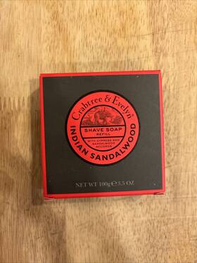 Crabtree & Evelyn 044936259675 And Indian Sandalwood Shave Soap Refill 3.5 Oz New Discontinued