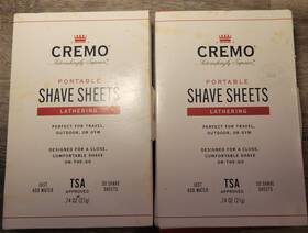 Cremo 04773 2 Pack Portable Shave Sheets 30 Travel Tsa Approved