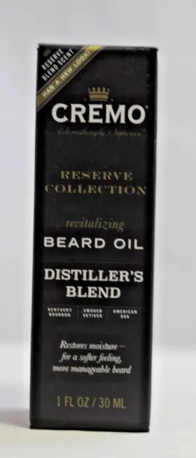 Cremo 858098007544 Reserve Collection Revitalizing Beard Oil Distillers Blend 1 Oz