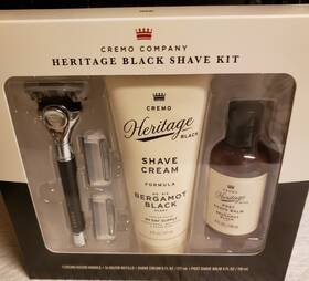 Cremo 990292120 Heritage Black Shave Kit Razor Refills Cream And Balm