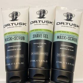 Dr Tusk 850009662996 Cooling Shave Gel Hemp Seed Oil Caffeine 5.9oz And Mask Scrub Lot 3 Read