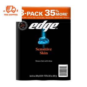 Edge 313052790707 Sensitive Skin Shaving Gel For Men With Soothing Aloe 9.5 Oz 3 Pack Bulk