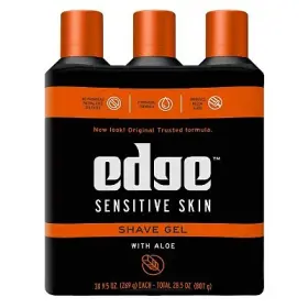 65465 Edge Sensitive Skin Shaving Gel For Men 9.5 Ounce Each 3 Pack