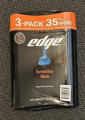 Edge 841058005759 Sensitive Skin Shave Gel With Aloe 3 Pack 9.5 Oz Each Value Size 35% More