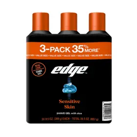 990334618 Edge Sensitive Skin Shaving Gel For Men 9.5 Oz. 3 Pk