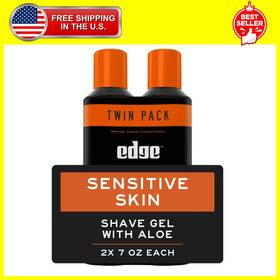 Edgewell Personal Care 744759432339 Edge Sensitive Skin Shave Gel For Men With Aloe Twin Pack 14 Oz