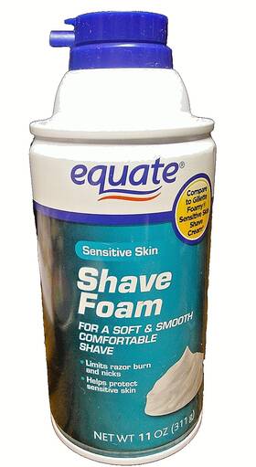 Equate 681131039376 #1 Sensitive Skin Shave Foam 11oz-limits Razor Burns-protects R33