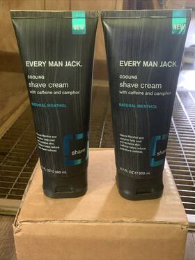 Every Man Jack 878639001824 New Lot 2 Cooling Shave Cream Camphor Natural Menthol 6.7 Oz