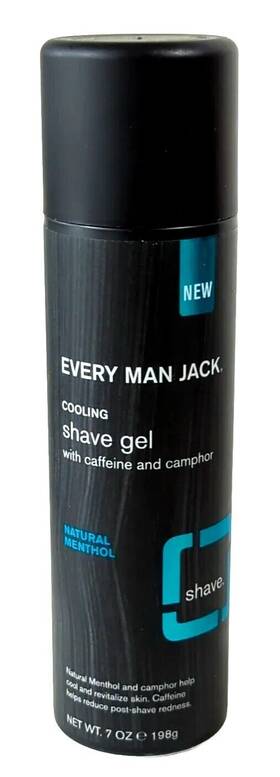 Every Man Jack 878639001909 Cooling Shave Gel Natural Menthol 7 Oz. Caffeine Camphor