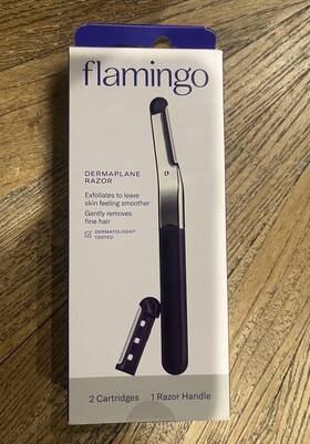 Flamingo 810075081855 Dermaplane Facial Razor Handle And Refill Cartridges