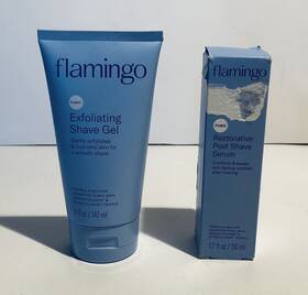 Flamingo 850023243553 Lot Of 2 Pubic Exfoliating Shave Gel And Restorative Post Serum