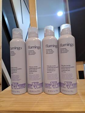 Flamingo 854620008065 Lot Of 4 Foaming Shave Gel Conditions And Cushions With Aloe Vera 6.7oz