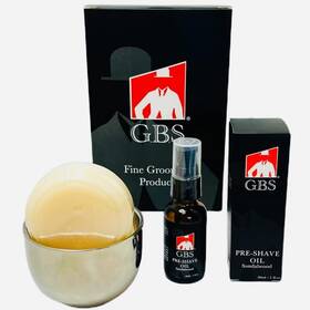 G.b.s 789467835669 Mens Smooth Stainless-steel Shave Bowl With Soap And Pre-shave Oil