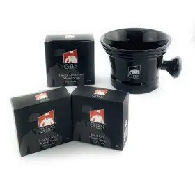 Fba555824 G.b.s Natural Shaving Soap Kit- Black Shaver Mug Beard Care All-natural So