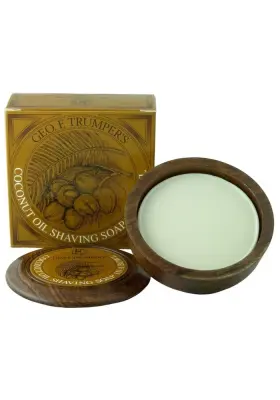 W094387 Geo F. Trumper Coconut Oil Hard Shaving Soap Wooden Bowl