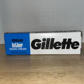 Gillette 047400243064 Vintage Regular Lather Shaving Cream New In Box 4.5 Oz. Rare Nos