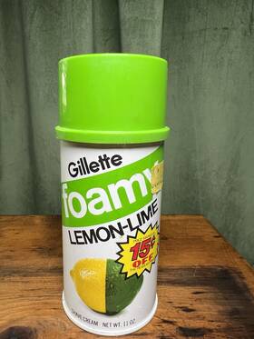 Gillette 047400245266 1980s Foamy Lemon Lime Shaving Cream 11oz Discontinued Rare