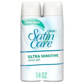 Gillette 047400657014 Satin Care Ultra Sensitive Shave Gel For Women Pack Of 2 7oz Each
