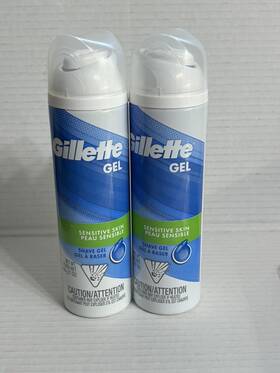 Gillette 047400660090 2 Gel Sensitive Skin Shave Mens Lather Lightly Fragranced Scent 7oz