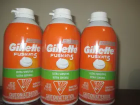 Gillette 047400662766 Fusion 5 Ultra Sensitive Shave Foam Full Size 11 Oz Each Lot Of 3