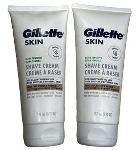 Gillette 047400674271 2 Skin Ultra Sensitive Shave Cream With Shea Butter 6 Oz Each New