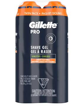 Gillette 047400676275 Pro Mens Sensitive Shaving Gel - Fresh Scent 7oz/2pk