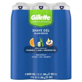 Gillette 047400696396 Island Breeze Shave Gel 7 Oz 3-count
