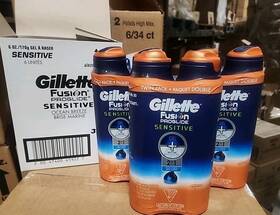 Gillette 047504655121 3x2pk Fusion Proglide Sensitive 2 N 1 Shave Gel Ocean Breeze 6oz Case 6